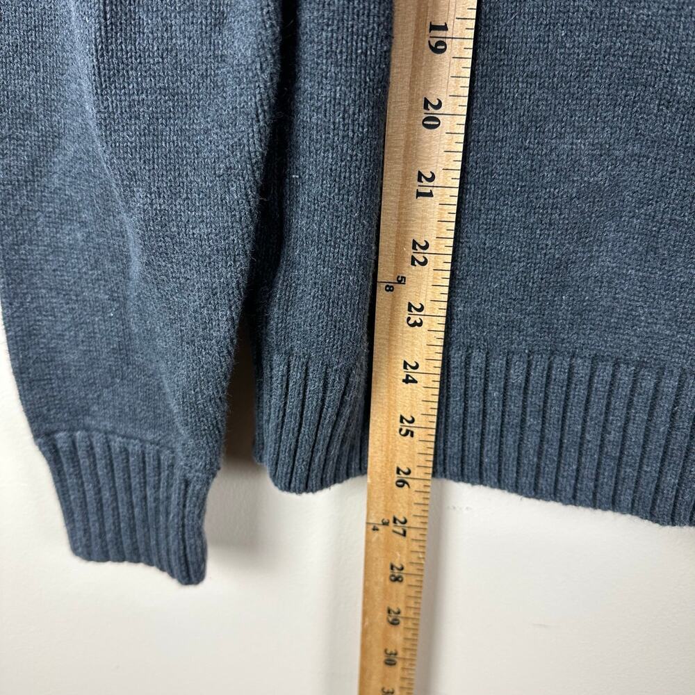 J.Crew Cobalt Gray Cotton Mock Neck Button Sweater Mens M Ribbed Collar Pullover - Picture 5 of 7